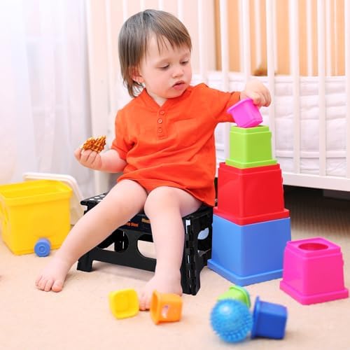 Flottian 9" Folding Step Stool for Adults and Kids 15-Inch Extra Wide Stool Holds Up to 300 lbs,Non-Slip Folding Stools with Handle,Compact Plastic Foldable Step Stool for Bathroom,Kitchen,ect - Image 2