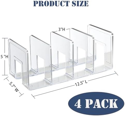 4 Pack Acrylic Purse Organizer for Closet, Clear Stackable Handbag Storage, Handbag Organizer with 4 Slots (3" Each), No Assembly, Non-Slip, for Small Wallets, Clutches & Files - Image 2
