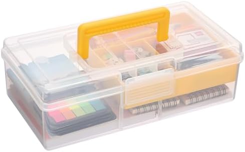 JUXYES Clear Art Craft Supply Storage Bin Sewing Box With Handle Lid by JUXYES