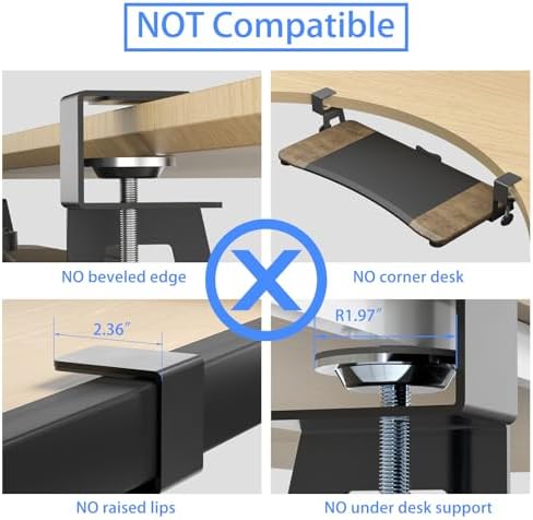 suptek Keyboard Tray Under Desk Pull Out with C Clamp Mount, Computer Keyboard & Mouse Tray, 25.6 (30 Including Clamps) x 11.8 inch Slide-Out Platform Computer Drawer for Typing, DSF1C - Image 5
