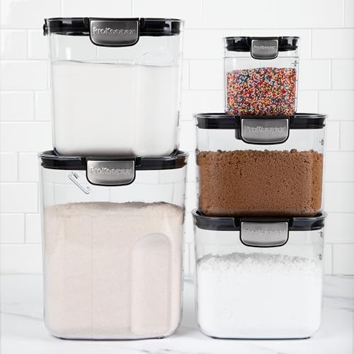 ProKeeper+ Airtight Food Storage Container Set – Clear Plastic Flour and Sugar Canister Set with Magnetic Accessories for Kitchen Organization (Black, 9-Piece) - Image 3