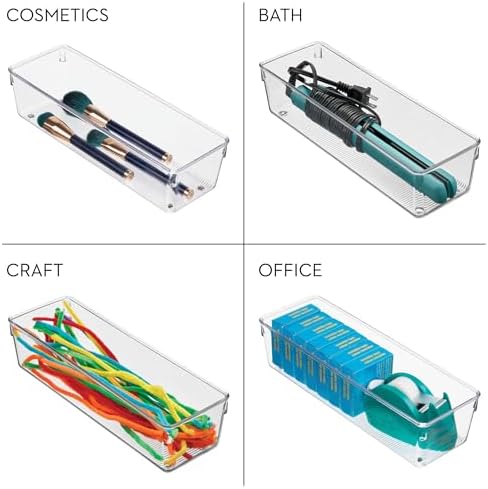 iDesign Plastic Drawer Organizer Bins, Set of 3, Clear - Image 4