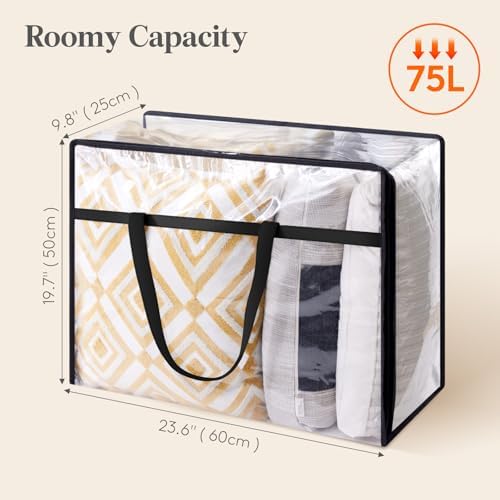 Lifewit 4 Pack Clear Clothes Storage Bags, 75L Plastic Blanket Storage Bag, Vinyl Foldable Moving Bags with Zipper, Closet Organizers and Storage Containers for Bedding, Duvet, Comforter - Image 4