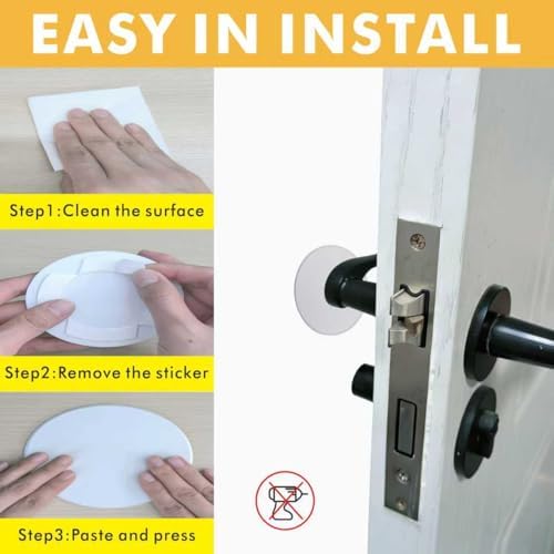 8PCS Door Knob Stoppers 3.25", Rigid Vinyl Wall Protectors with Strong Adhesive, Door Handle Bumpers for Home Wall & Door, White - Image 3