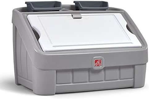 Step2 2-in-1 Toy Box & Art Lid, Kids Toy Storage Bin & Organizer, Easel & Chest in One, Made of Durable Plastic, For Toddlers 2+ Years Old, Gray by Unknown
