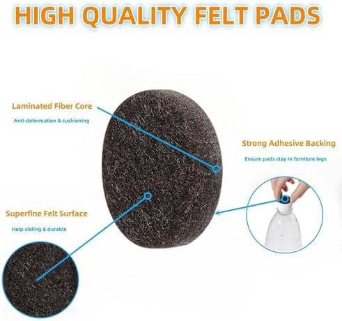 Furnigear Felt Furniture Pads for Hardwood Floors - Self Adhesive Chair Felt Pad, Floor Protector for Furniture Feet, Furniture Sliders Moving Furniture Smoothly, Anti Scratch 108 Pcs 1" Round Brown - Image 4