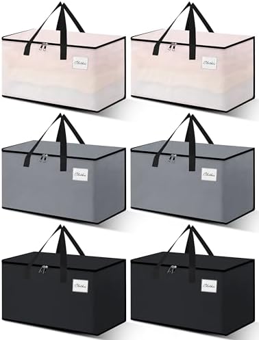 NATURELUX Heavy Duty Moving Bags - Extra Large Packing Bags and Storage Totes, Collapsible and Foldable Option for Moving and Storage, Multicolored, 125 L - 6 Pack by NATURELUX