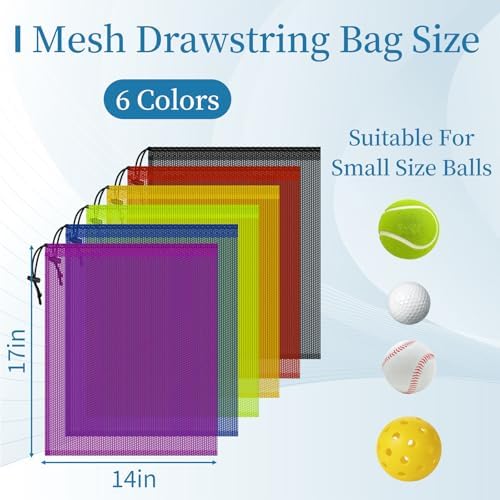 6 Pack Mesh Drawstring Bags with Lock, 14x17 for Gym, Beach, Laundry - Image 2