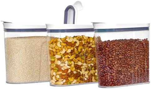 Felli Airtight Cereal Containers 3.3 Qt, Stackable BPA-Free Acrylic Cereal Dispenser with Flip-Top Lid, Medium Pantry Food Storage for Oats, Granola, Rice (Medium 3.3Qt - 3pk) by Felli