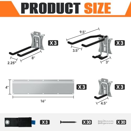 TORACK Wall Mounted Garden Tool Rack, Folding Chair Wall Hook, 48 in - Image 3