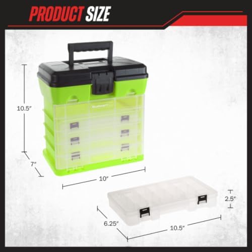 Portable Tool Box - Small Parts Organizer with Drawers and Customizable Compartments for Hardware, Fishing Tackle, Beads or Crafts by Stalwart (Green) - Image 5