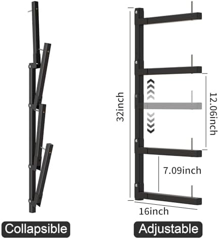 Lumber Storage Rack Wall Mount, Foldable 4-Level Wood Storage Rack - Image 2