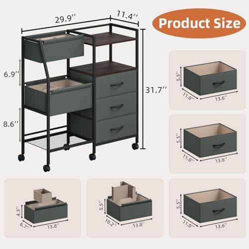 Somdot Baby Diaper Caddy Organizer, 3-Tier Rolling Cart with Drawers - Image 2
