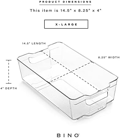 BINO | Stackable Storage Bins, X-Large - 4 Pack | THE STACKER COLLECTION | Clear Plastic Storage Bins | Organization Containers for Pantry & Fridge | Multi-Use Organizer Bin | BPA-Free - Image 3