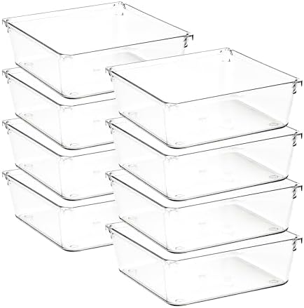 8 Pack Drawer Organizers, 6"X 6" Clear Acrylic Storage Bins by Ravinte+Decor
