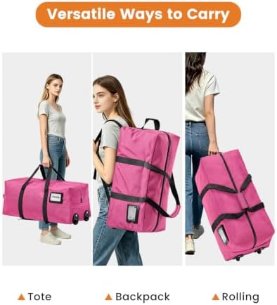 2 Pack Heavy Duty Moving Bags with Wheels, 92L Large Duffle Bag for Travel - Image 4