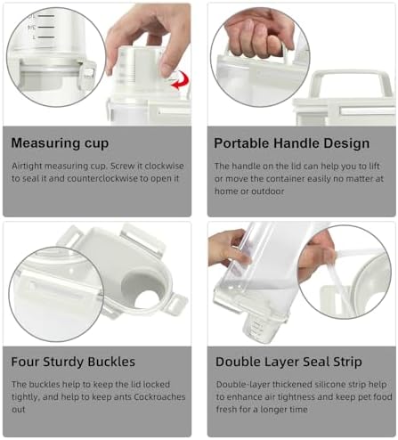 3-5Lbs Airtight Small Dog Cat Pet Food Storage Container-White 2Pack - Image 4