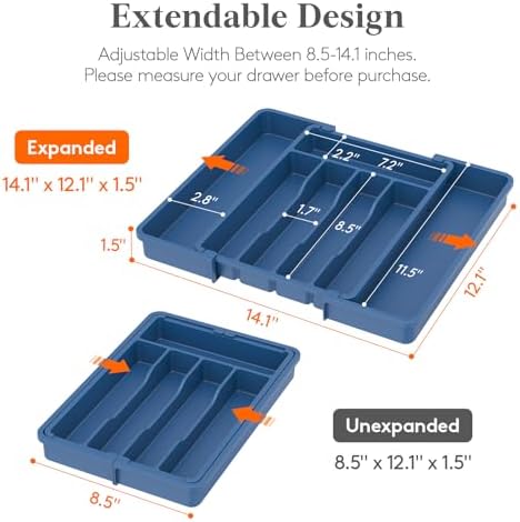 Lifewit Expandable Silverware Drawer Organizer, Kitchen Utensil Tray - Image 2