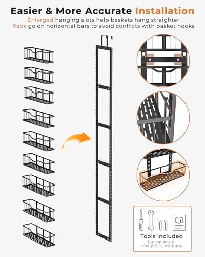 EVERIE Over the Door Pantry Organizer, 9-Tier Heavy Duty Door Storage Rack with Solid Bottom Baskets, Stable No-Bumping Design, Adjustable Hanging Shelves for Kitchen Pantry - Image 5