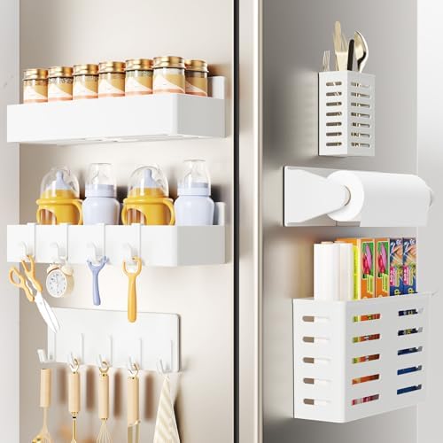 Mystozer Magnetic Spice Rack for Refrigerator White, 6 Pack by Mystozer