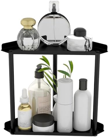 FLE Corner Bathroom Counter Organizer, Bathroom Organizer Countertop Black by FLE