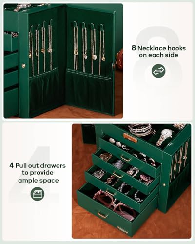 Homde Large Jewelry Box for Women: 5-Layer Organizer with Lock for Dresser - Image 5