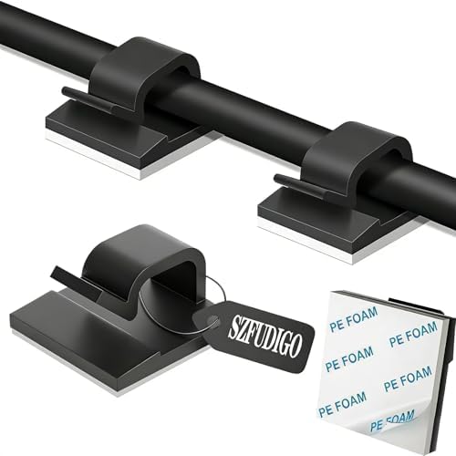 Adhesive Cable Management Wire Clips(Black 50 Pcs),Wires Clips Holders for Cords on wall,Outdoor Cable Clips,Suitable for Under Tables, Cars, Walls, televisions, Christmas Lights by SZFUDIGO