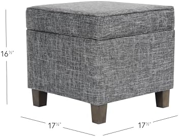 HomePop Home Decor | K7342-F2182 | Classic Square Storage Ottoman with Lift Off Lid | Ottoman with Storage for Living Room & Bedroom, Slate Grey Large - Image 3