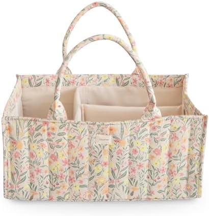 mushie Baby Diaper Caddy | Newborn Essentials Organizer (Pastel Blooms) by mushie