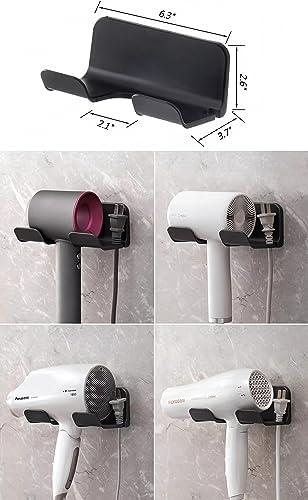 2-Pack Universal Hair Dryer Holder, Self Adhesive Wall Mount, Black - Image 2