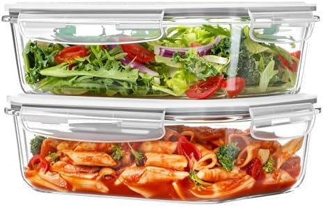 Vtopmart 2Pack 1500ml/50.7oz Large Glass Storage Containers With Lids, Grey by Vtopmart
