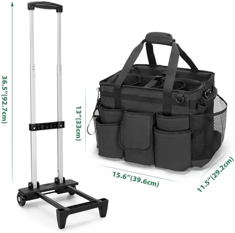 LoDrid Professional Rolling Cleaning Bag with Detachable Trolley, Black - Image 6
