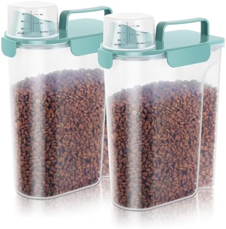 LEAWALK 5-7Lbs Airtight Dog Cat Food Storage Container Elegant Blue 2Pack by LEAWALK
