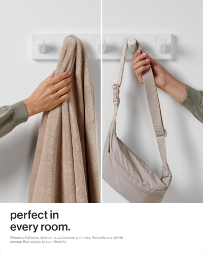 LARHN Wall Mounted Coat Rack, White with 5 Heavy-Duty 1" Diameter Hooks - Image 5