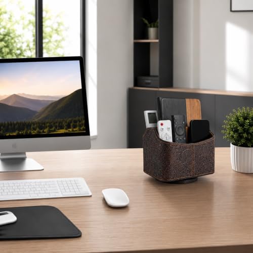 Remote Control Holder, Spinning Desk Organizer with 5 Compartments - Image 5
