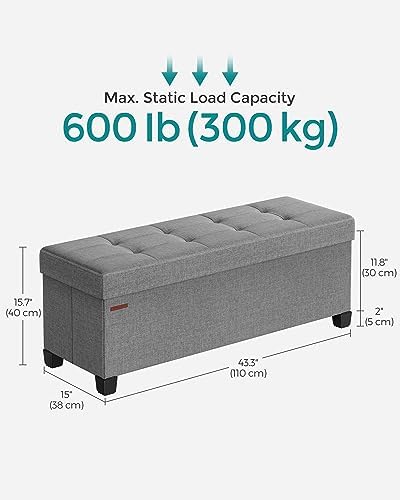 SONGMICS Storage Ottoman Bench, Foldable Foot Rest with Legs - Image 2