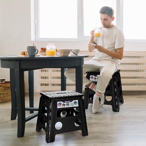 Delxo Folding Step Stool 13 Inch,300 Lbs Step Stool for Adults Black - Image 4