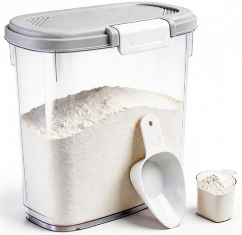 Rice Storage Container 15-20 Lbs, Tall Flour Bin Container with Scoop, Cup by WBKTOOL
