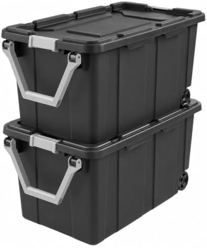 40 Gal Wheeled Storage Bin with Latching Lid 2-Pack for Garage by Unknown