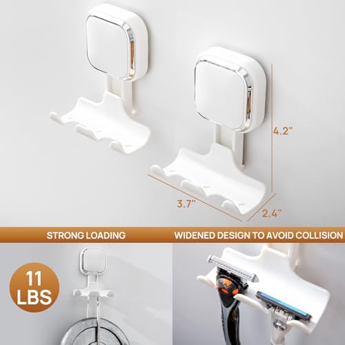 LEVERLOC 2 Pack Vacuum Suction Cup Razor Holder for Shower No Drill, White - Image 4