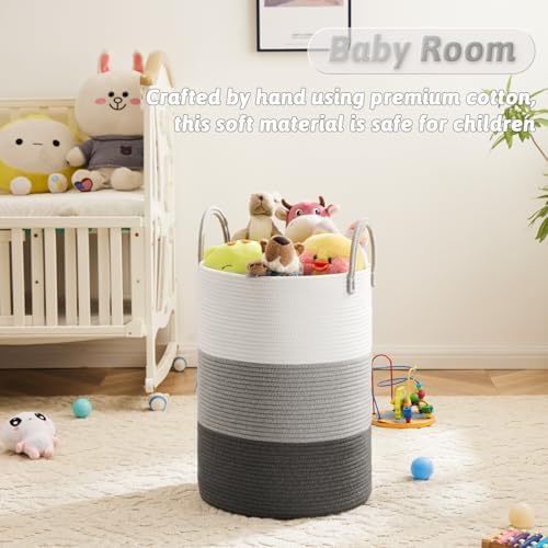 Artfeel Laundry Basket,Woven Cotton Rope Laundry Hamper,100L for Decorative Storage of Dirty Clothes,Toys and Blankets in Bathroom,Bedroom and Living Room - Image 3