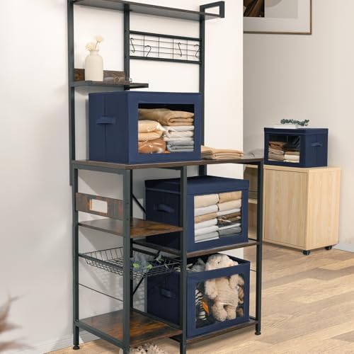 Homsorout Stackable Storage Bins with Lids - Large Storage Box with Lids, Foldable Closet Boxes for Organizing, Wardrobe Clothes Organizer with Window, Cubes Bins for Living Room, 3 Pack, Navy Blue - Image 6
