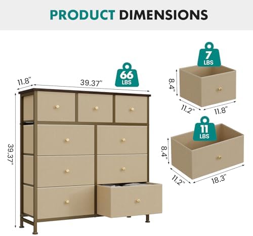 OLIXIS 9 Drawer Tall Dresser for Bedroom, Closet Organizers and Storage - Image 3