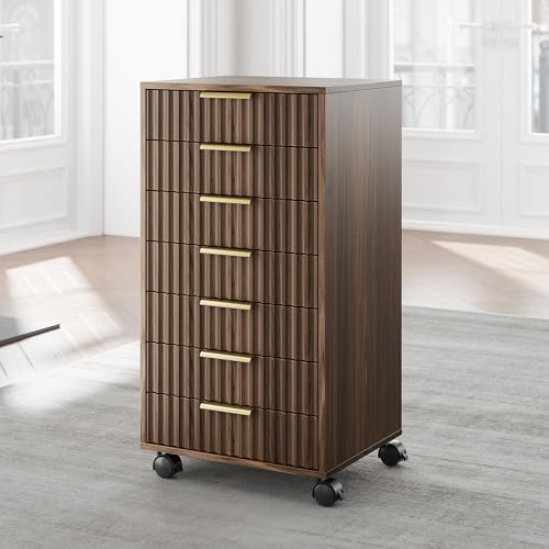 7 Drawer File Cabinet with Wheels for Home Office, Black Walnut by Perledesign%E2%80%93WorkinStyle