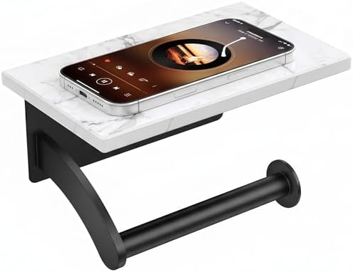 FORIOUS Natural Marble Toilet Paper Holder with Phone Shelf, Commercial by FORIOUS