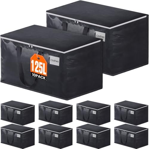Fabspace Heavy Duty Moving Bags, 125L Collapsible Storage Totes, 10-Pack by Fabspace