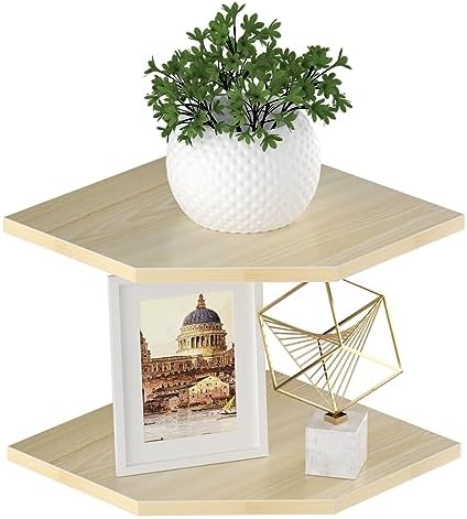JJL Corner Shelves, 12 Inch Corner Shelf Wall Mounted with Wire Hole, 2 Tier 13.3 Inch Deep Wooden Corner Hanging Shelving for Wall Storage, for Speaker, Cable Box, Light White by Unknown
