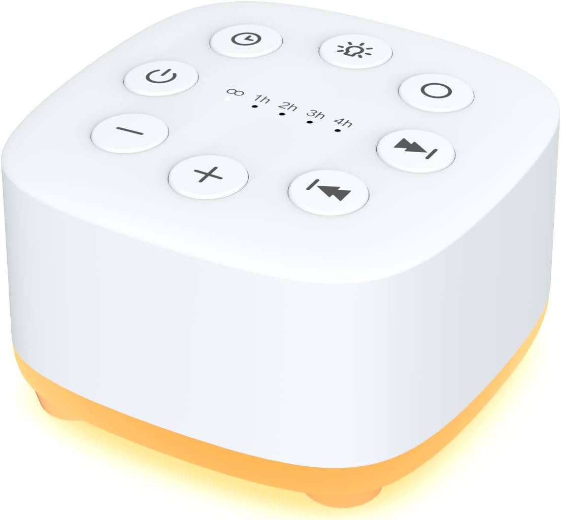 Meditation White Noise Sound Machine 30 Soothing Sounds with 32 Volume Control 12 Night Light 5 Timers Portable Sleep Machine for Travel Powered by AC or USB Sleep Therapy for Baby Kids Adults (White)