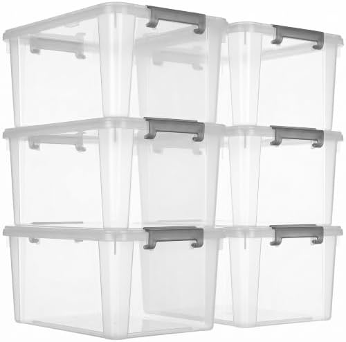 CITYLIFE 6 Packs 17 QT Plastic Storage Bins with Lids Large Stackable Storage Containers for Organizing Clear Storage Box for Garage, Closet, Classroom, Kitchen by CITYLIFEHomeOrganization