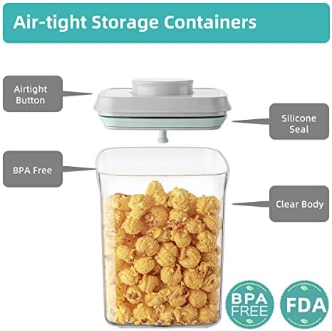 Ankou Airtight Container Set - (380ml 4 Pcs) Stackable One Button Openning Food Containers for Snacks Candy Salt Herbs Spices BPA-Free Tranparent (0.32 QT * 4) - Image 5